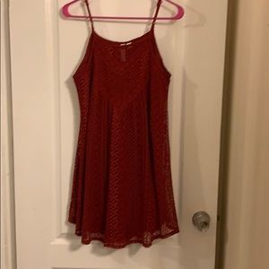 Maroon knit lace dress